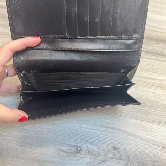 Gucci Canvas Long Wallet- Rare Brown Wood Magnet Clasp Vintage Monogram - Picture 8 of 16